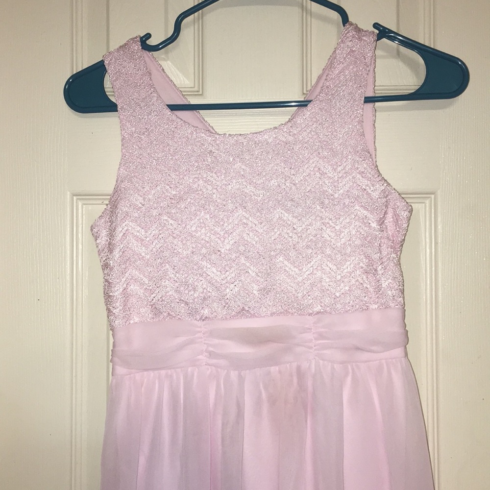 Girls light pink high low dress